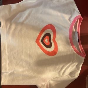 Heart Graphic Cropped Ringer Tee